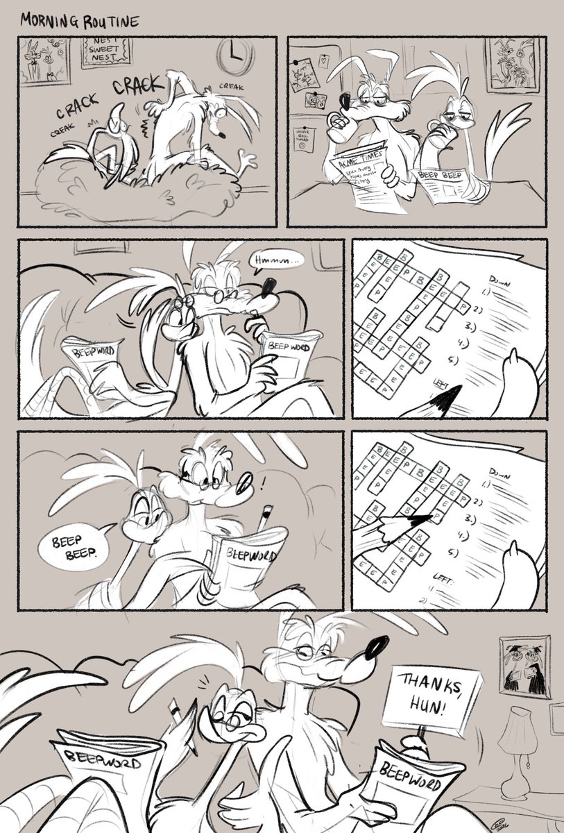 ghostygriff's tweet photo. old men doing old men things 🗞️ loved drawing the little bg details 🙈 #roadrunner #wileecoyote #wileroad #wilerunner #roadrage #coyotevsacme https://t.co/4txYVcruvD