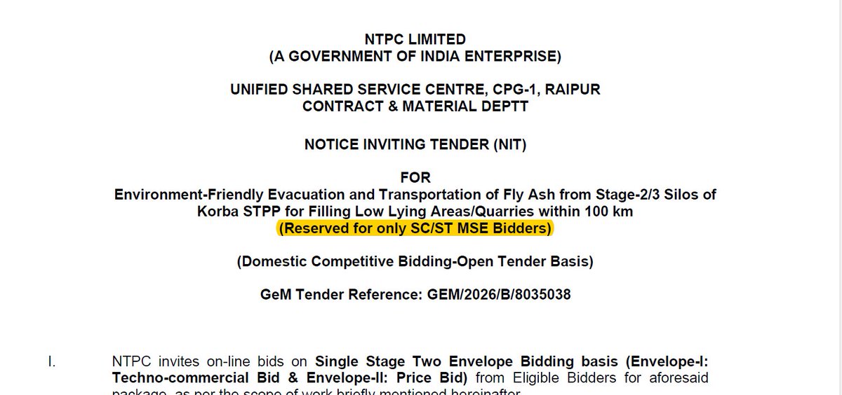 mr_rajeshgupta's tweet photo. @RealpushprajX टेंडर में भी 100% आरक्षण 
"Reserved for only SC ST MSE Bidders" https://t.co/8hIUW64Ugt