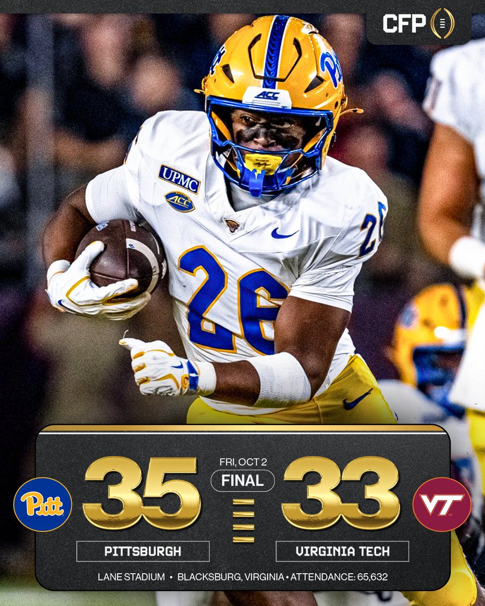 WDB_Sengeeee73's tweet photo. RT @CFBPlayoff: .@Pitt_FB wins the battle of unbeaten's‼️🚨 https://t.co/WJYPkGzpc5