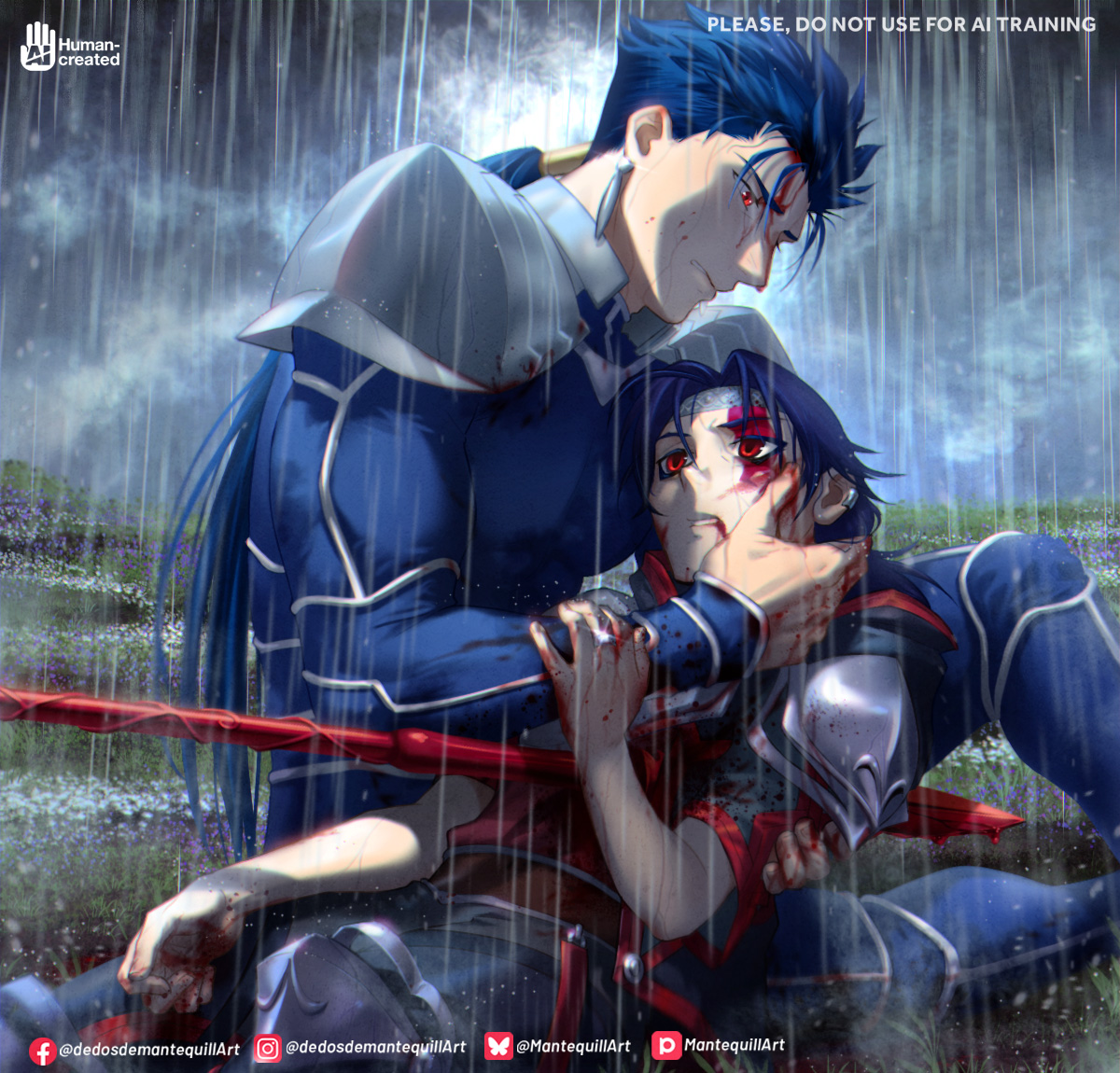 MantequillArt's tweet photo. "The Final Breath"

I apologize if I took longer than I intended but...this specific moment pains me so much as others. Writting a summary of the events & drawing it brought sadness upon me...so yeah. I hope you appreciate the art & this moment as well.
You can read it here:
https://t.co/DvyTNzhAbz
This is my original design & art for Connla✨
#connla #cuchulainn #fgo