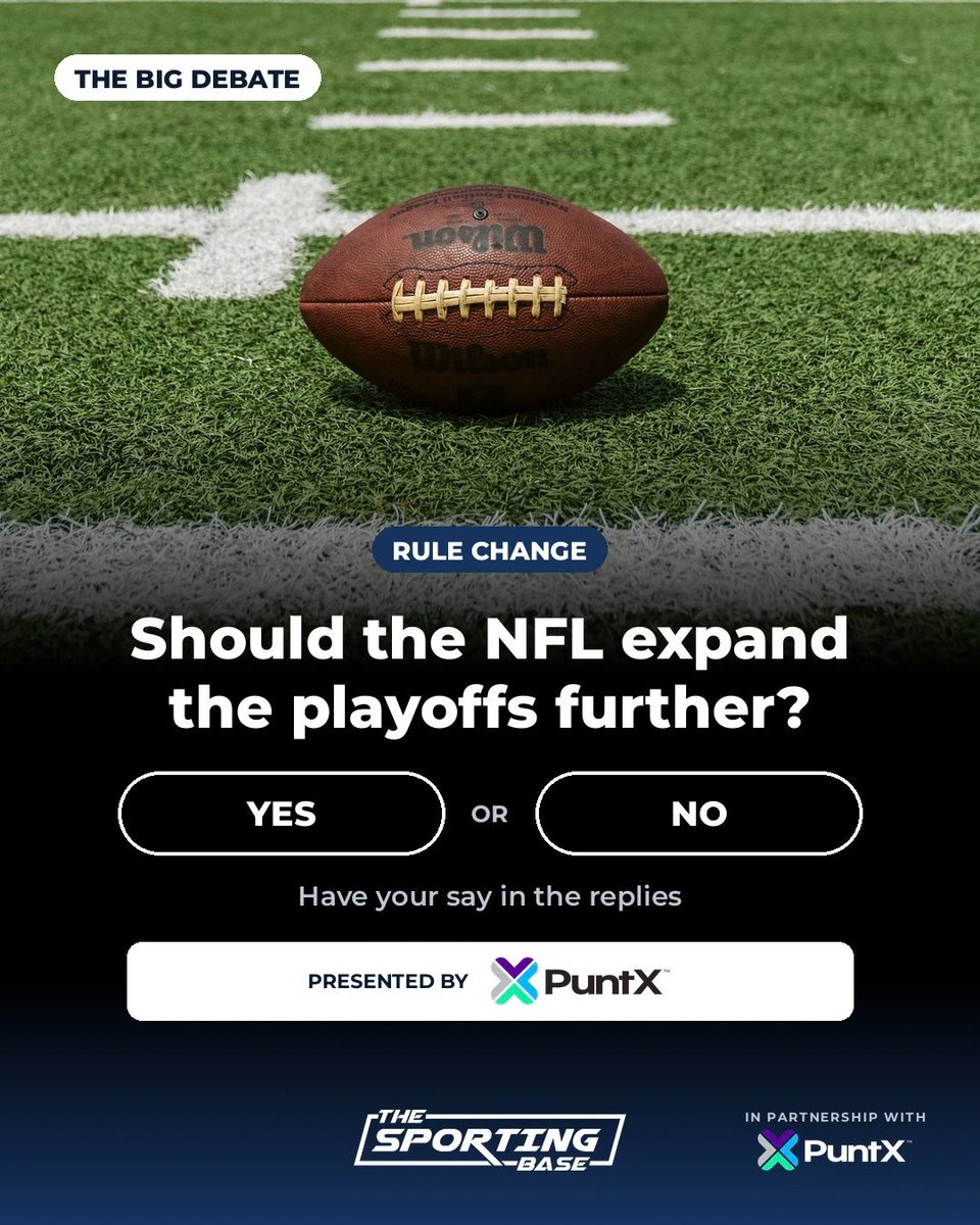 base_nfl's tweet photo. 🚨 🏈 Should the NFL expand the playoffs further?

Yes / No — have your say. https://t.co/gSUIkBHBmg