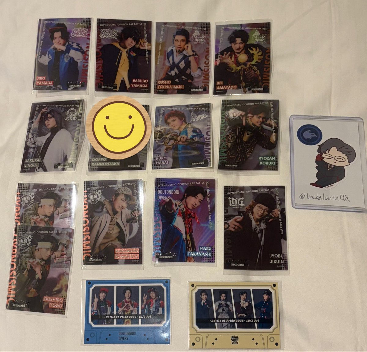 tradeluntatta's tweet photo. 【交換】ヒプステBOP2026

クリカ
(譲)盧笙、零、二郎、三郎
寂雷、空却、正宗、道四郎2、
狐久里、ハル、時空院
(求)真日瑠、蘭丸

特典カード
(譲)道ダイ、月の音
(求)ハチオウジ

3日ライブ後手渡しor郵送になりますがよろしくお願い致します https://t.co/fpgoYTKGO6