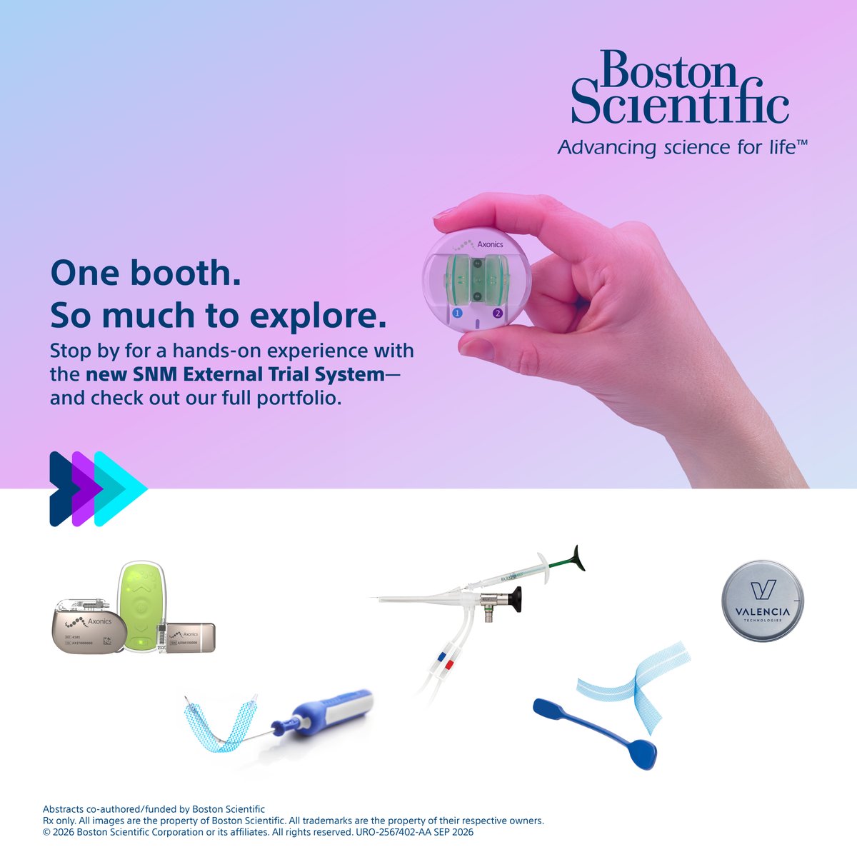 bsc_urology's tweet photo. We're offering hands-on demos of the Axonics™ Sacral Neuromodulation System and new SNM External Trial System at @urogynsociety's #PFDweek26! Visit booth #101 to give them a try.
Learn more here: https://t.co/IXvWkLEt71 https://t.co/c3fv5USS9t
