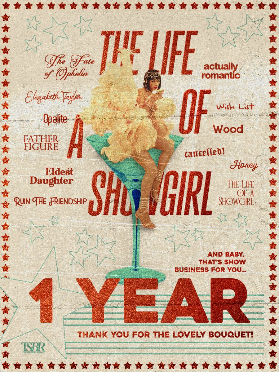 taylorswiftbr's tweet photo. Há 1 ano, Taylor Swift fazia história ao lançar “The Life of a Showgirl”, seu 12° álbum. ❤️‍🔥

Com o smash “The Fate of Ophelia”, ele é o disco com a maior primeira semana de vendas de todos os tempos nos EUA, teve 250 milhões de streams no Spotify em seu primeiro dia e passou 12 semanas em #1 na Billboard 200.

Nascido na Suécia, com os produtores Max Martin e Shellback, ele vem de um período exuberante e glamouroso de Taylor – foi a VIDA de uma showgirl durante a maior turnê da história da música.