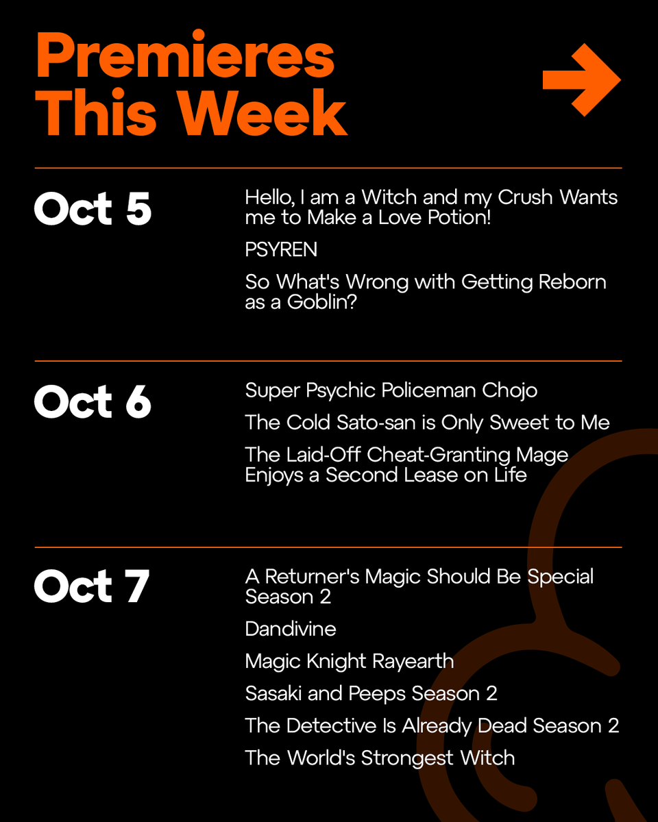 Crunchyroll's tweet photo. The leaves are changing and new shows are airing 🍂 Here's what's premiering over the next week on @Crunchyroll! https://t.co/ZfFA3yO6r3