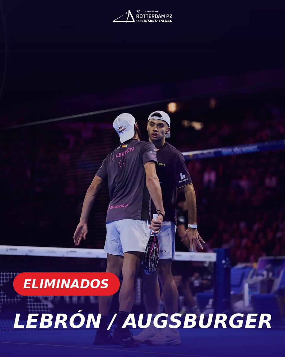 gerardo95223370's tweet photo. ¡SORPRESA en Rotterdam! 🇳🇱

Coki y Yanguas eliminan a Lebrón y Augsburger con un 7-6 / 6-3 y se meten a semis.

¿Opiniones? 👀

#PremierPadel #Rotterdam #Padel #Sorpresa #lebron https://t.co/1wT6LdTmE6