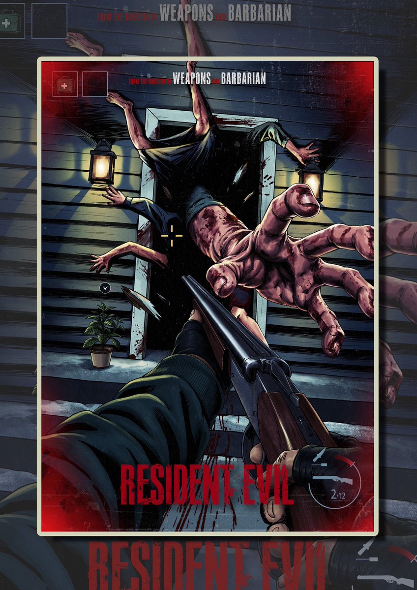 XIXIchaoniubi's tweet photo. Here’s another Resident Evil poster I made, this time from a third-person over-the-shoulder perspective. #ResidentEvil #Illustration https://t.co/XUW5s9XeVD