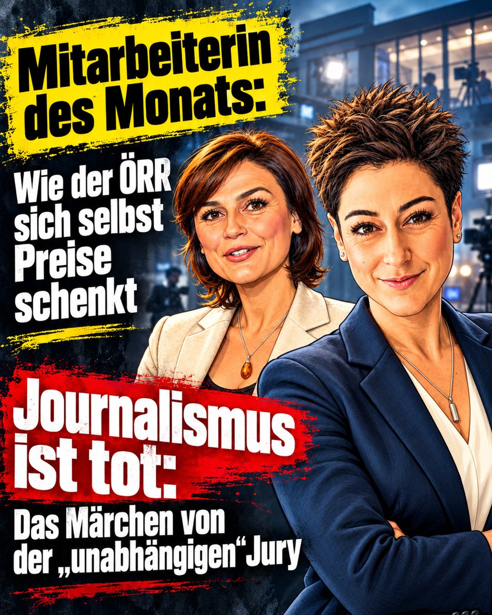 Bernd_Kaiser_BD's tweet photo. Hanns-Joachim Friedrichs prägte den wichtigsten und klügsten Satz des deutschen Journalismus: „Ein guter Journalist macht sich mit keiner Sache gemein, auch nicht mit einer guten.“ Die absolute Pointe des Jahres 2026? 
Der Preis, der exakt diesen Namen trägt, geht nun an Dunja Hayali. Ausgerechnet an die Frau, die das Konzept des „Haltungsjournalismus“ so perfektioniert hat, dass neutrale, distanzierte Berichterstattung in ihren Sendungen oftmals wie ein lästiges Relikt aus der Steinzeit wirkt.

Aber wer hat dieses historische Wunderwerk der Ironie eigentlich vollbracht? 
Eine „völlig unabhängige“ Jury natürlich. 

Unter der Leitung von Sandra Maischberger haben 41 überwiegend öffentlich-rechtliche Kollegen in seltener Einmütigkeit beschlossen, die Auszeichnung an ihre öffentlich-rechtliche Kollegin vom ZDF zu vergeben. 
Kleber, Plasberg, Will und Co. ehren Hayali. 
Ein in sich völlig geschlossenes Ökosystem der gebührenfinanzierten Selbstbeweihräucherung. 
Man klopft sich routiniert gegenseitig auf die Schulter, preist die eigene Blase für ihren vermeintlichen „Mut“ und zelebriert sich als Retter des demokratischen Diskurses – weich gepolstert durch jährlich über 8 Milliarden Euro an Zwangsbeiträgen.

Das ist schon lange kein unabhängiger Journalistenpreis mehr. 
Es ist der firmeninterne „Mitarbeiter des Monats“-Wanderpokal der Sendeanstalten. Friedrichs würde sich im Grab umdrehen.

#ÖRR #Haltungsjournalismus