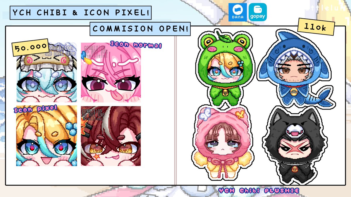 Nuttleluii's tweet photo. [RT &amp; like very are apresiaced 💞]

Hiii!aku open COMMISION Icon/pfp square &amp; ych Chibi versi pixel lagi! :3
Untuk batch ke 3!

Icon Pixel start : 50k-65k
YCH chibi pixel start : 65-110k

Yg minat bisa DM yaa!

#commision #pixel #ych #zonauang #wts #bealanja https://t.co/PmJ6kvAwTE