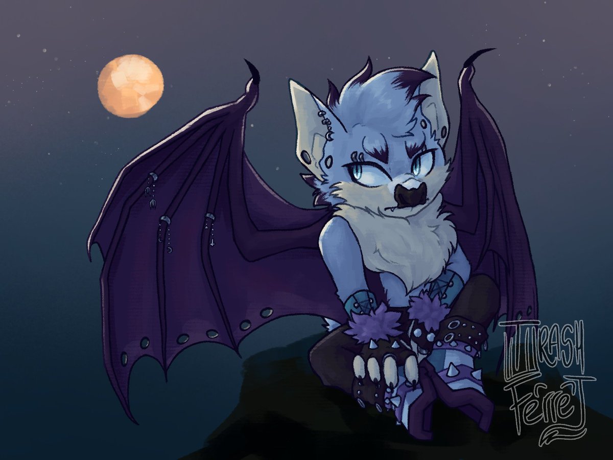 TrashFerret_'s tweet photo. Commission for my friend @remmstonne! Love drawing bats, they're so funky <3

If you like what you see, comms are open! Link to my VGen page below🔽
#VGenComm https://t.co/pmwzett6dd