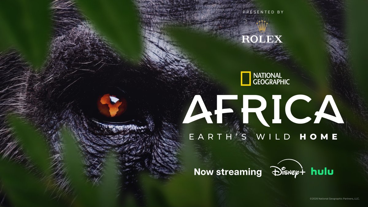 NatGeoTV's tweet photo. Presented by @rolex. Witness the biodiversity that Africa has to offer like never before, and learn stories of those working to study and preserve it for future generations. 🌍

#AfricaEarthsWildHome is now streaming on @DisneyPlus and @hulu https://t.co/DK2mlUgKdS