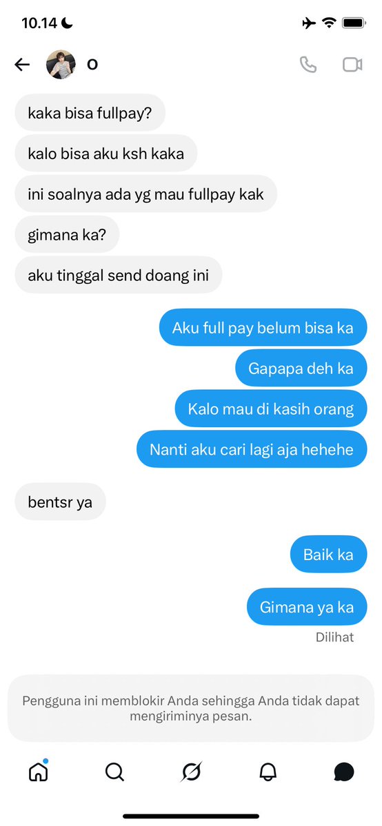 SriHand78047204's tweet photo. terus aku bilang yauda gapapa ka karena aku ga bisa bayar full pay kan, akhirnya aku tungguin buat kejelasan nyaa terus di read doang, aku chat lagi malah di blok gaiss, pliss lah scammer jangan jahat jahat orang yang mau nonton Lany tuh usaha banget tauu buat dapetin tuh tiket😭 https://t.co/L1SenMP6Ca
