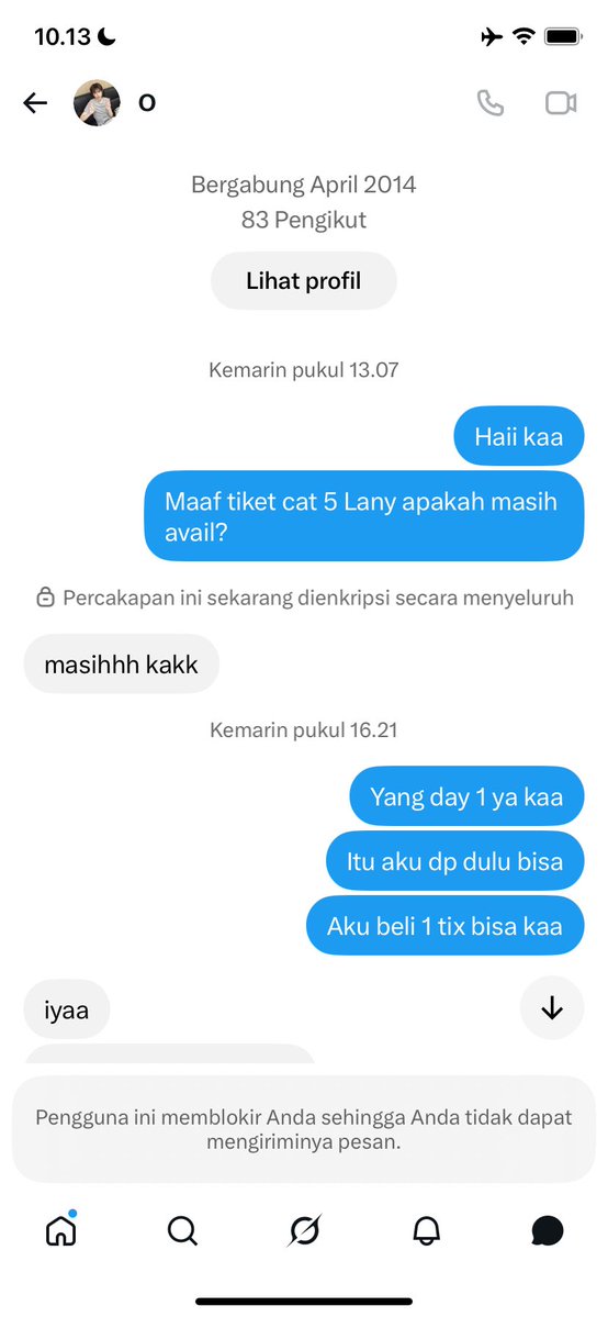 SriHand78047204's tweet photo. HELP RT GAIS❗️❗️ SCAMMER LANY JAKARTAA❗️❗️❗️❗️

Gais aku baru ajaa kena scam tiket Lany, awal nya aku cari wts tiket terus ketemu lah sama diaa, awal aku chat terus aku tanya boleh dp apaa engga dia bilang boleh, akhirnya aku dp 400 terus ga lama dia bilang ada yang mau bayar ful https://t.co/nXzaDys5nd