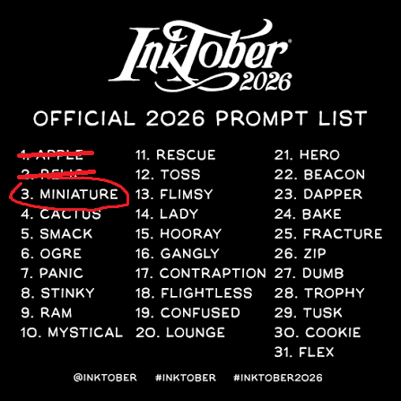 Aurorewolf37's tweet photo. Jour 3 du #inktober2026 : Miniature

@inktober #inktober2026miniature #inktober2026day3 #inktober2026miniatureday3   #drawingchallenge https://t.co/oxODDnKbcU