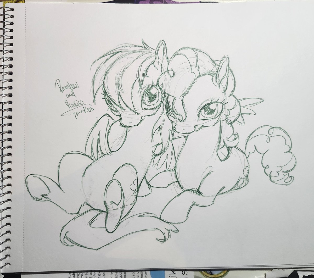 yinckos's tweet photo. Made these two a long time ago and never posted it. They look pretty silly but ive always liked added weirdness to art #rainbowdash #pinkiepie https://t.co/FDqbfjWHEF