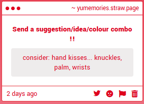YumeMories__'s tweet photo. [ : ̗̀➛ Yume Prompt !! 🌸 ]

consider: hand kisses... knuckles, palm, wrists https://t.co/okR4oXNpoY