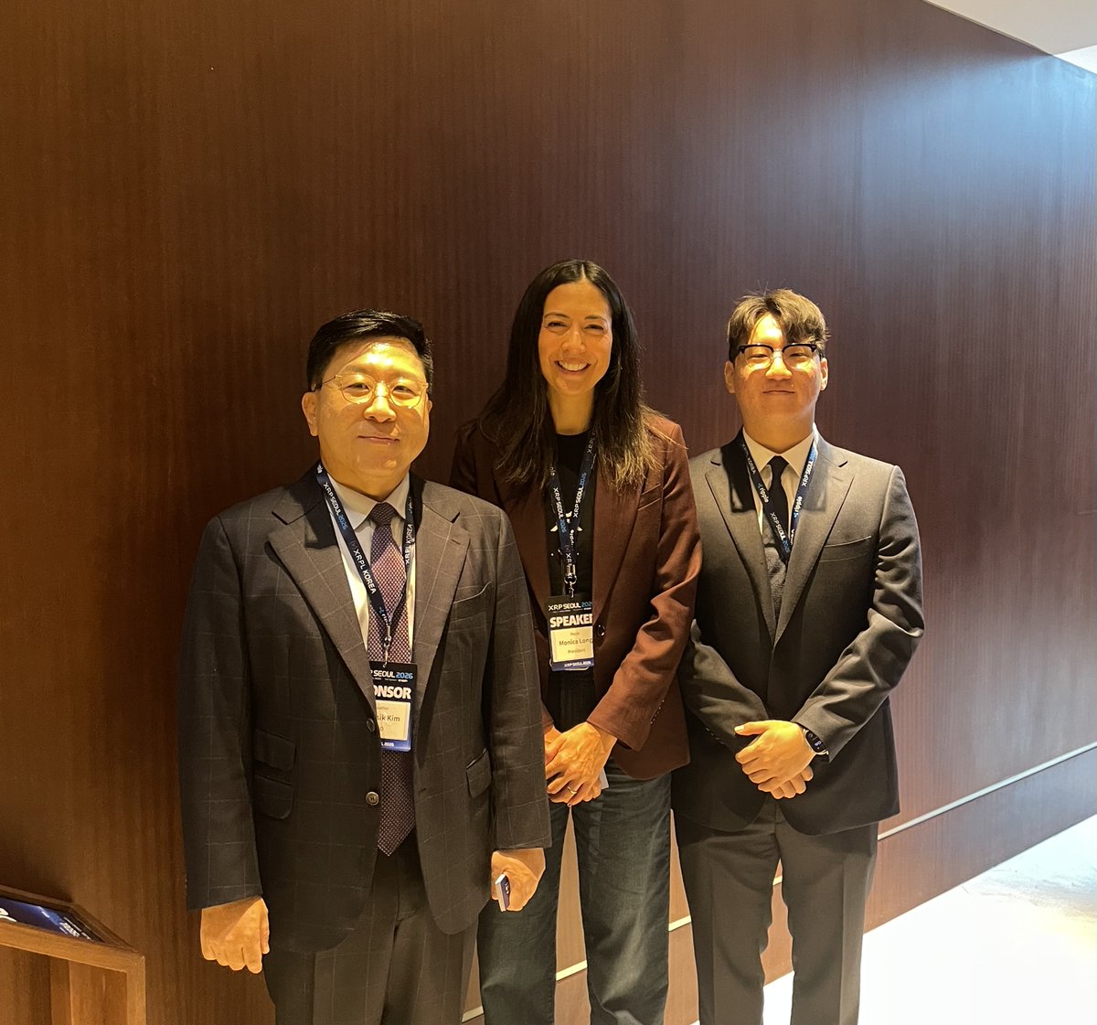 Kurtkim0403's tweet photo. Great to meet @MonicaLongSF at XRP SEOUL 2026, together with KWeather CEO Dongsik Kim.

Weather data, meet the XRP Ledger. More on the main stage at 14:50 KST.

#Wellbian #XRPSEOUL https://t.co/MtiECHGNFL