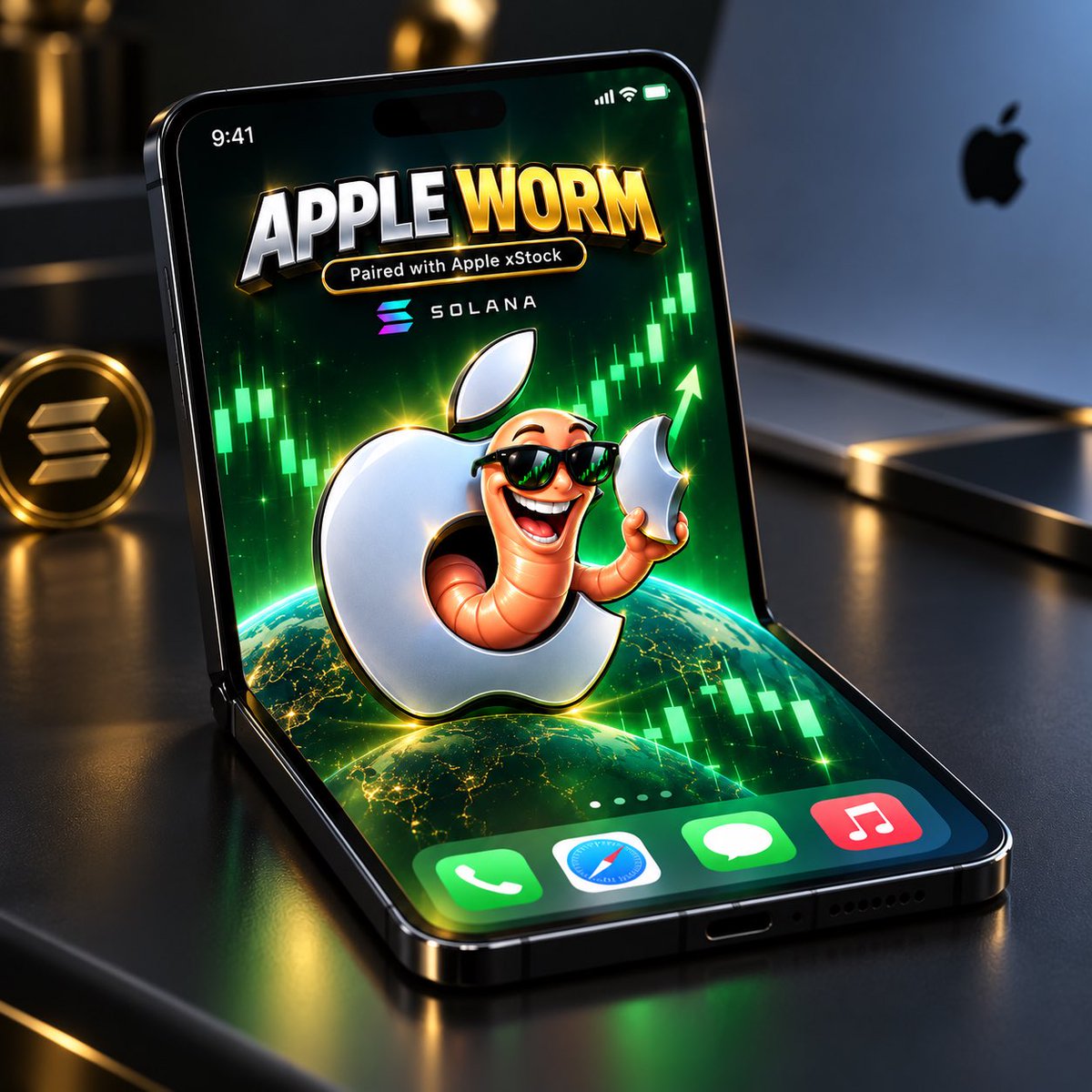 AppleWormGood's tweet photo. 🍎🪱 THE WORM ARRIVES TOMORROW.

Apple Worm $WORM is coming to Solana, paired with Apple xStock.

Get ready to pull up your big boy trenching pants.

Get Worm. Get Apple. Big Worn. Bigger bags. 📈

⏰ Launch time dropping soon.

#Solana #SolanaCrypto https://t.co/LARFDxwzK9