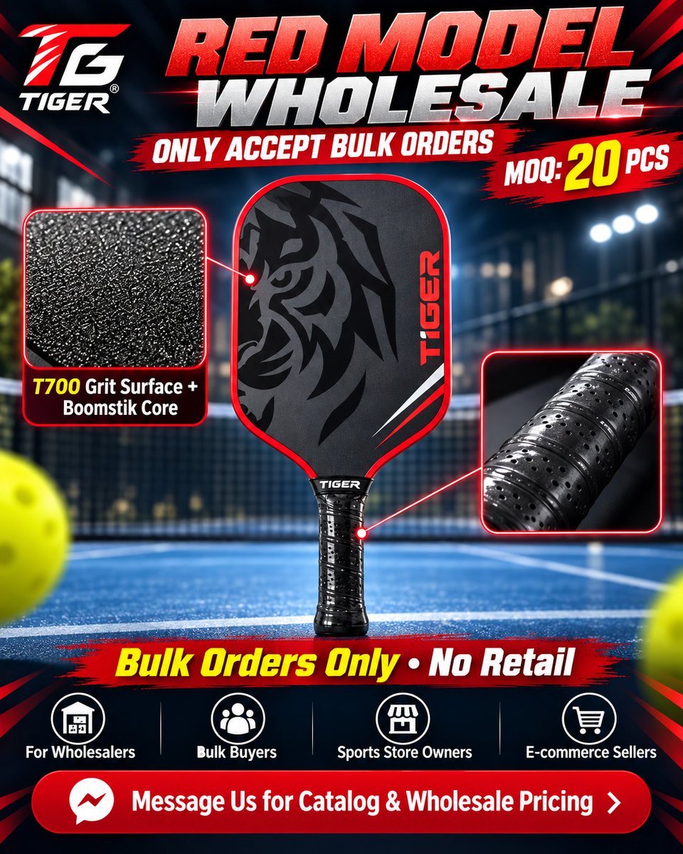 Paddle_Supplier's tweet photo. Looking for a reliable pickleball paddle supplier ?

✅ T700 Grit Surface
✅ Boomstik Core / 5th Gen PP Honeycomb Core
✅ OEM &amp; Custom Design Available
✅ MOQ: 20 PCS

🚫 Bulk Orders Only — No Retail Orders

Message us now for catalog &amp; wholesale pricing.

#PickleballPaddle https://t.co/koW3aZFJjb
