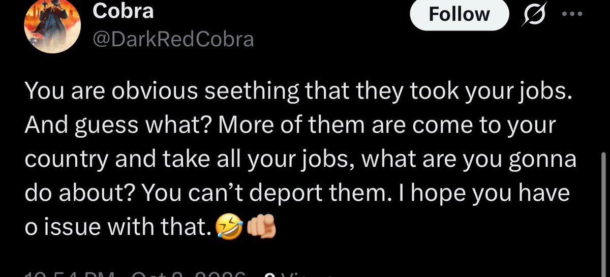 PLBSCATinc's tweet photo. @DarkRedCobra @NiohBerg “I have job and am legal because paper sar” is the oldest third world chimpout…

Also, I started using this account after my old @ was suspended, my old @ is analman for reference. https://t.co/Z02U7LdwLK