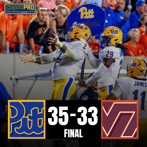 Sidechannellive's tweet photo. Pitt ruins James Franklin’s Prime Time debut at Virginia Tech 😳 https://t.co/1NKGNcchey
