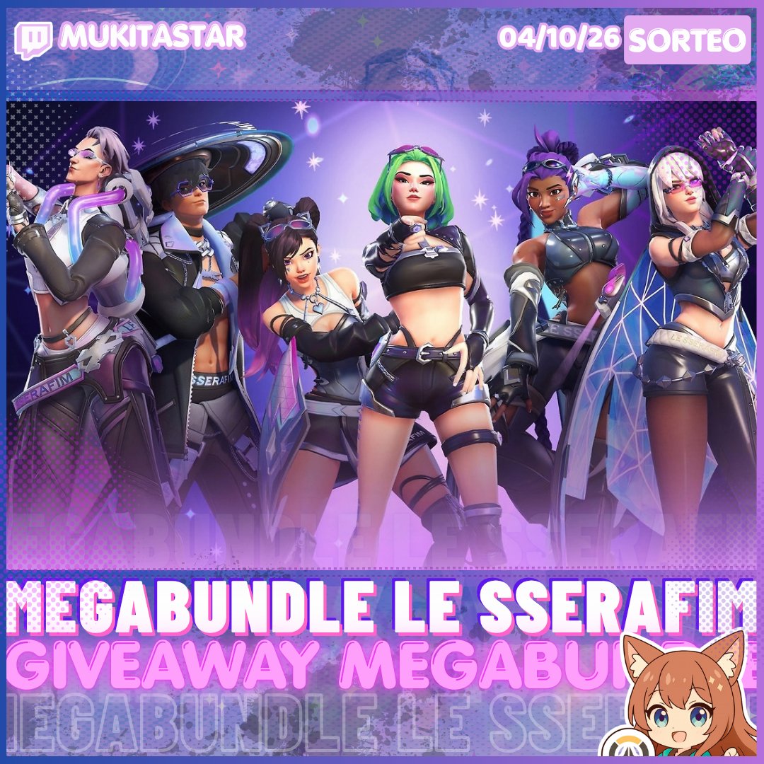 MukaiMei's tweet photo. SORTEO: Megabundle LE SSERAFIM🎁  
REQUISITOS:   
- Follow en X, Twitch y TikTok → @Mukitastar    
- Like y RT   
- Etiquetá a un amigo      
- Canjeá tus tickets en stream     
Gracias Blizzard y @OverwatchLATAM por los códigos! #OWLATAMLESSERAFIM y #OWLATAMMegaloteGiveaway https://t.co/2fmruiY7or