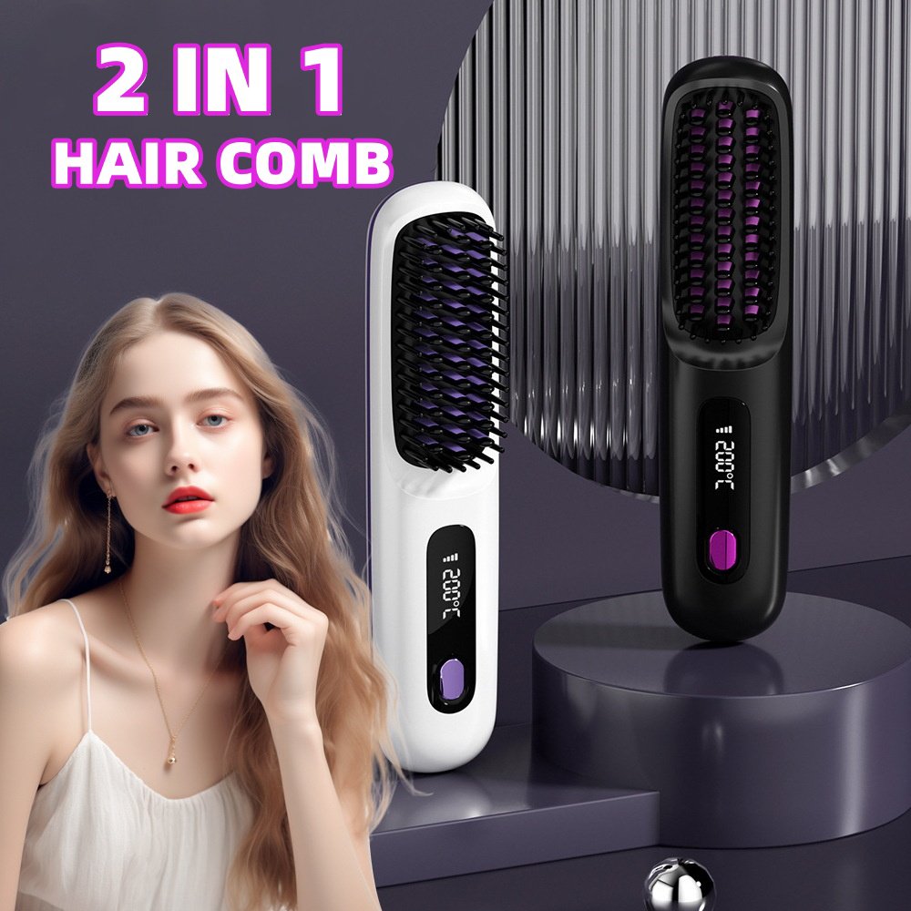 Bechospeed's tweet photo. 2 In 1 Straight Hair Comb Wireless Hair Straightener Brush Hair Fast Heating Portable Hot Curler USB Charging https://t.co/jiy1aTJaxW