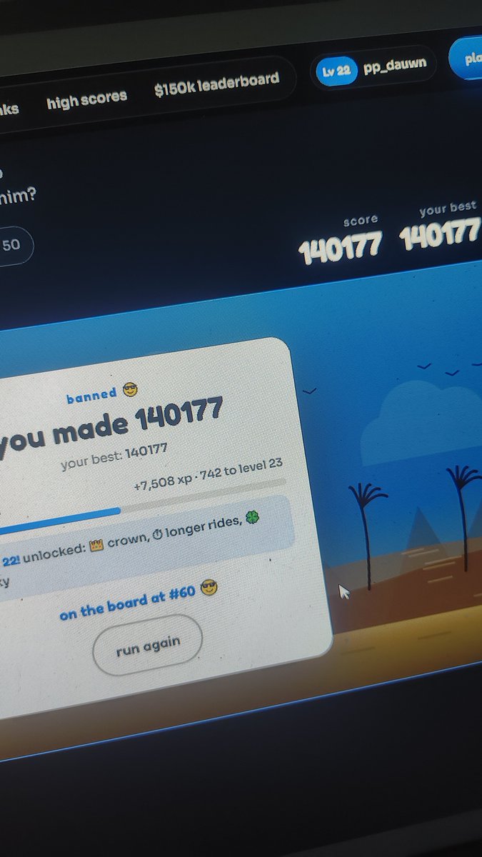 Dauwn16's tweet photo. Just got my recent highscore in PP RUN

@pp_privatejet_2 can you notice me?

stake: Dauwn https://t.co/vgPin8RIvF