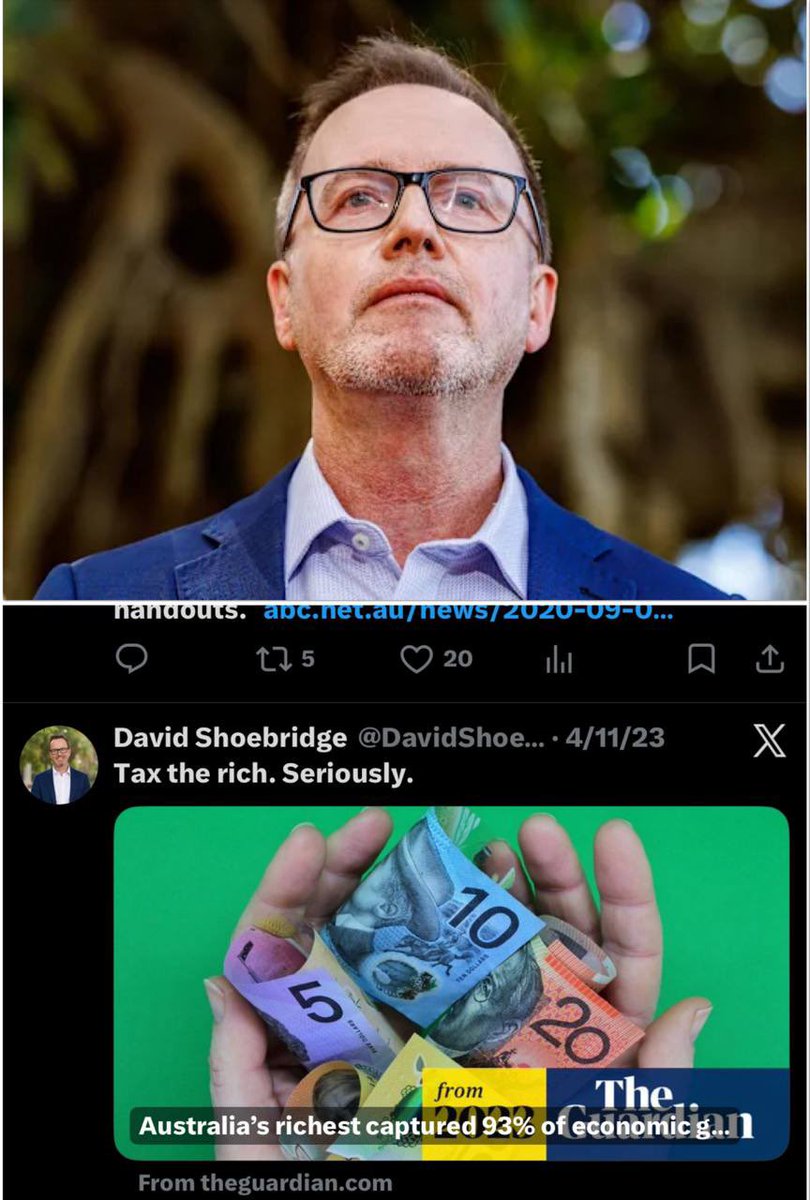 DebskiBebski's tweet photo. Greens leader David Shoebridge: “time to tax the rich.”

Also David Shoebridge: four properties in his wife’s name, and no comment on the tax breaks. 

Woollahra home, transferred to her in 2007, then estimated at $2.2m in a suburb where houses now clear $4m. 

Darlinghurst flat, bought for $535k, later around $1.5m. 

Ultimo terrace, bought for $543k, then estimated at $1.4m. 

Plus one interstate. 

He’s on the mortgages. 

Asked what tax breaks she used to build the portfolio, he declined to answer. 

Elites are a problem. Just not when the title is in the spouse’s name, and you conveniently live in the most expensive one.