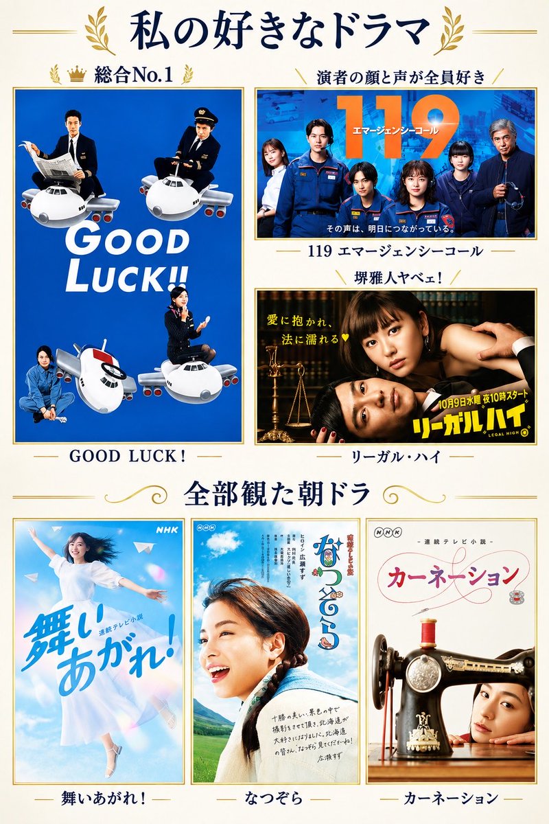 TGNK_'s tweet photo. 最近ドラマのショートがよく流れてくるので、備忘録的に私のドラマ遍歴をまとめてみました。

共感する人〜✋ https://t.co/g7in7ufgnu