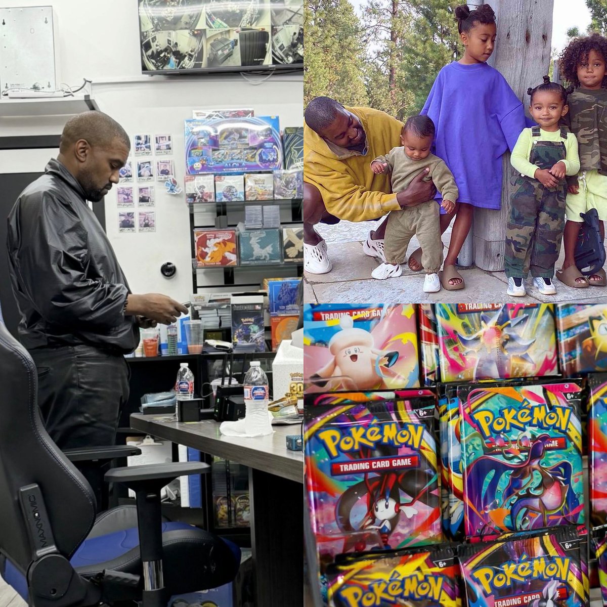 yzyupdates's tweet photo. Ye drops “thousands upon thousands” on Pokémon cards for his kids during a shopping spree. 🃏🔥

Ye took his kids to LA Sports Cards in Burbank on Wednesday night, and according to Page Six, “They shut the store down for him to shop. His kids were so excited.”

“He spent thousands upon thousands on Pokémon cards for them, and they were going crazy opening them up.” ❤️