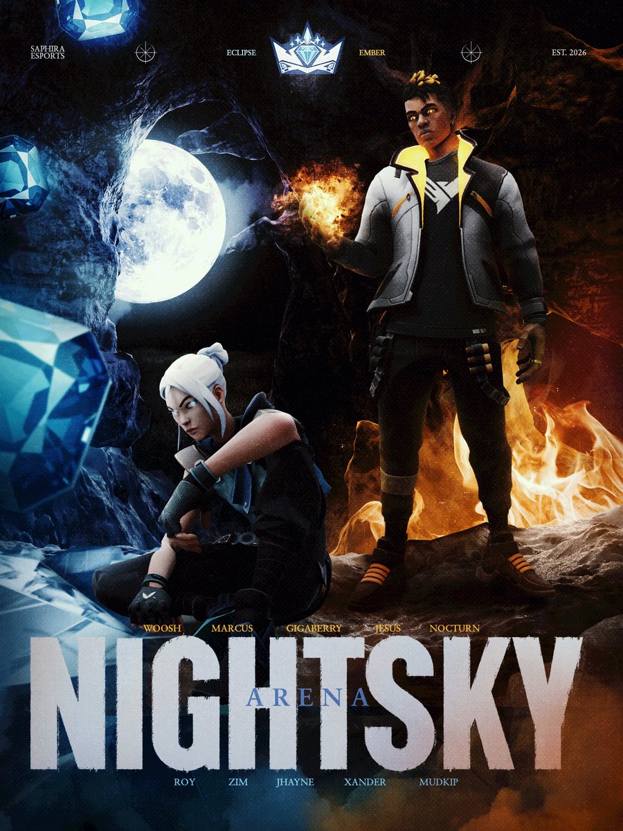 SaphiraHQ's tweet photo. 🌌NIGHT SKY ARENA WEEKEND!

Today | 9 PM EST
💎 Saphira Eclipse vs PXG GC ACAD

Sun | 9 PM EST
🔥 Saphira Ember Academy vs Team Radical
YouTube + watch party with Jayca on Twitch!

Come support Saphira!! 
@NightSkyArena @PopXgamingval 

#SaphiraEsports #NightSkyArena #VALORANT https://t.co/gOftRQpunr