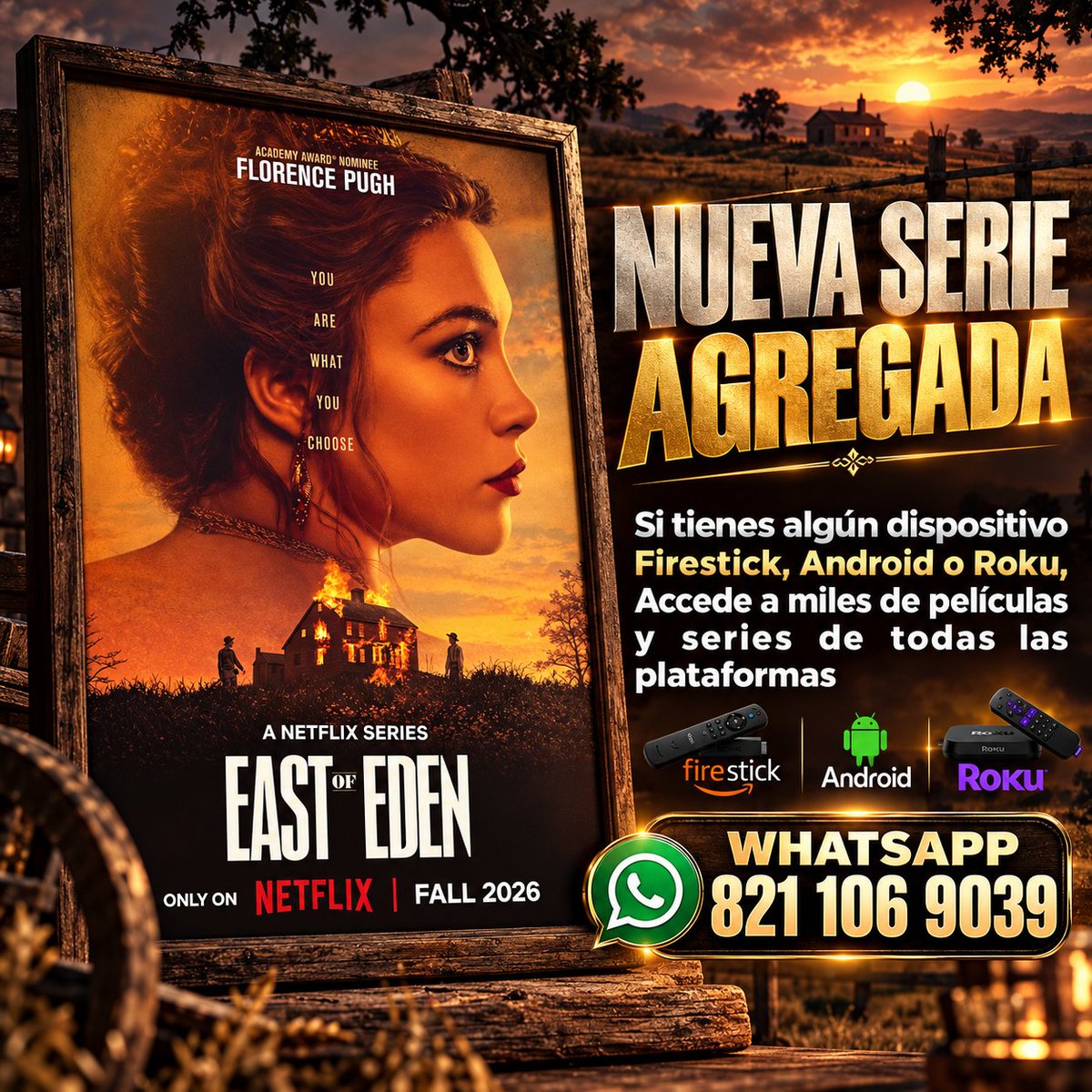 cinefut92's tweet photo. ¿Te imaginas conocer a una mujer capaz de cambiar para siempre la vida de dos hermanos… y descubrir que sus decisiones terminarán enfrentando a toda una familia durante generaciones?

#AlEsteDelEdén #SeriesNetflix #Drama #stadiomax #cineplay https://t.co/KuTvu8MXrc