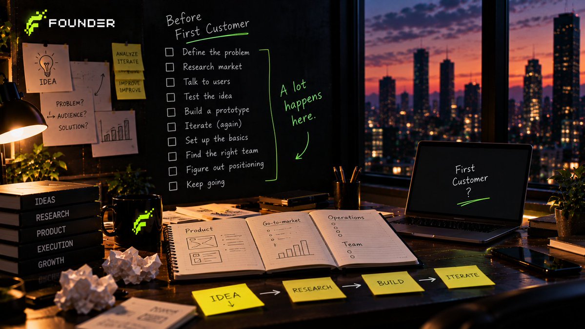 FounderOnChain's tweet photo. One thing we're paying attention to: how much work happens before a company even has its first customer.

There's a lot of it. https://t.co/yS6Kyz5zmt
