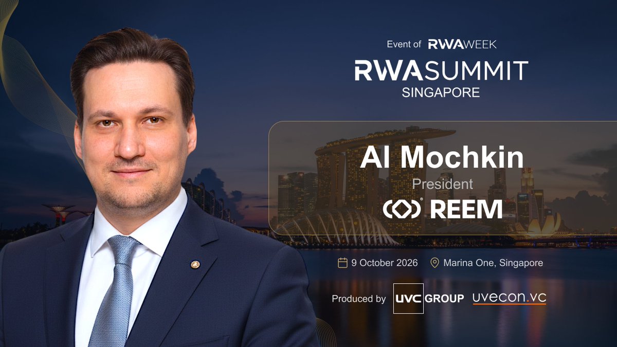 rwasummitglobal's tweet photo. Al Mochkin, President at REEM, joins @rwasummitglobal  SINGAPORE  🇸🇬 

Al leads REEM ASBL (https://t.co/R0AaDo7cl0) , market infrastructure for critical minerals that integrates custody, provenance, assurance, and continuous trading on-chain. Refined material sits in independently verified custody, where each digital title maps one-to-one to a specific physical lot-bringing real-time verification to real-world commodity tokenization.     

With a career centered on proof of physical asset existence, Al's background spans a 2013 patent in document and value authentication, payment infrastructure, and AI-driven cybersecurity. He also serves as CIO of an investment research group, holds an MSc in corporate finance and securities law, and contributes to SDASI Standards for Shariah-compliant RWAs.     

He will speak about continuity in commodity tokenization, critical minerals as institutional-grade #RWAs, and moving from warehouse warrants to digital titles.

• When: 9 October 2026 | 09:00 - 18:00 SGT 
• Where: Marina One, 5 Straits View (5-min walk from Marina Bay Sands)  

👉 Register now to hear insights from our speakers: https://t.co/lof4x0hFjS  

✍️ @rwasummitglobal Strategic Partners: @LynxcapDeFi | @dydxfoundation | @investax | @IxsFinance | @TheoriqAI | https://t.co/mnDbgbwEND | @pharos_network 

 🤝 @tokenisedglobal VIP Summit Co-host: @TRMLabs 

🙌  THE DEALFLOW Co-host: https://t.co/qCBFDaWjI9 

 •  Powered By: @UveconVC | @rwaweek series production  •