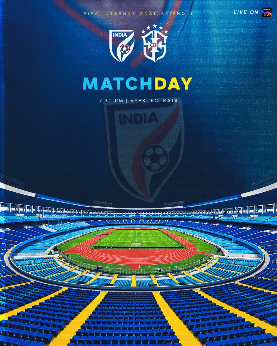 NEUtdFC's tweet photo. The #BlueTigers 🇮🇳 meet the Seleção 🇧🇷

Kolkata gets a night to remember 🏟️

#StrongerAsOne #8States1United #IndianFootball https://t.co/XjhpGvjx3V