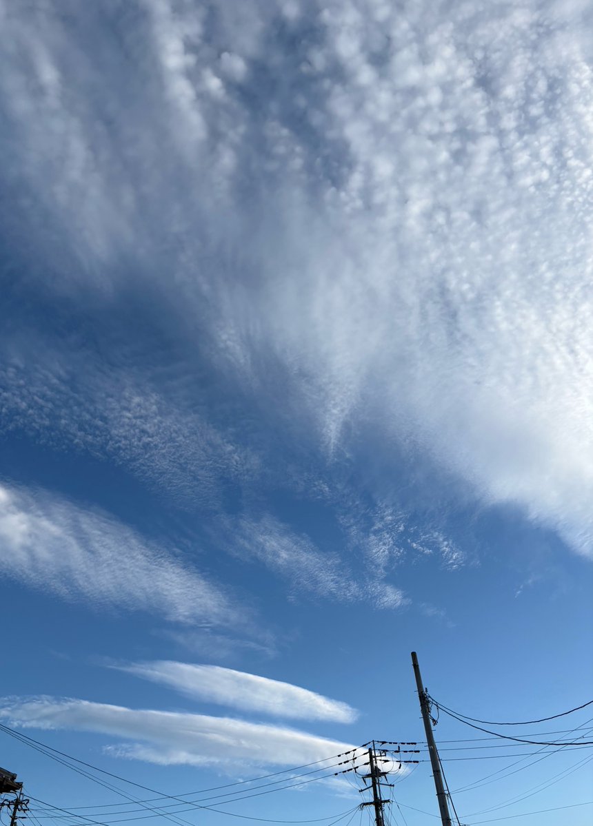 yk1117c's tweet photo. ①理科の教科書に出てきそう、いろんな雲大集合の図
②スーパーブラボーな橙
③その30分前、金色
④9月末日、ちょっとまだ夏の名残ある青

どれが一番好き？
某、薄目で見ると川と見紛う③を贔屓に候
良き休日を〜！ https://t.co/Z2fPtB4Sst