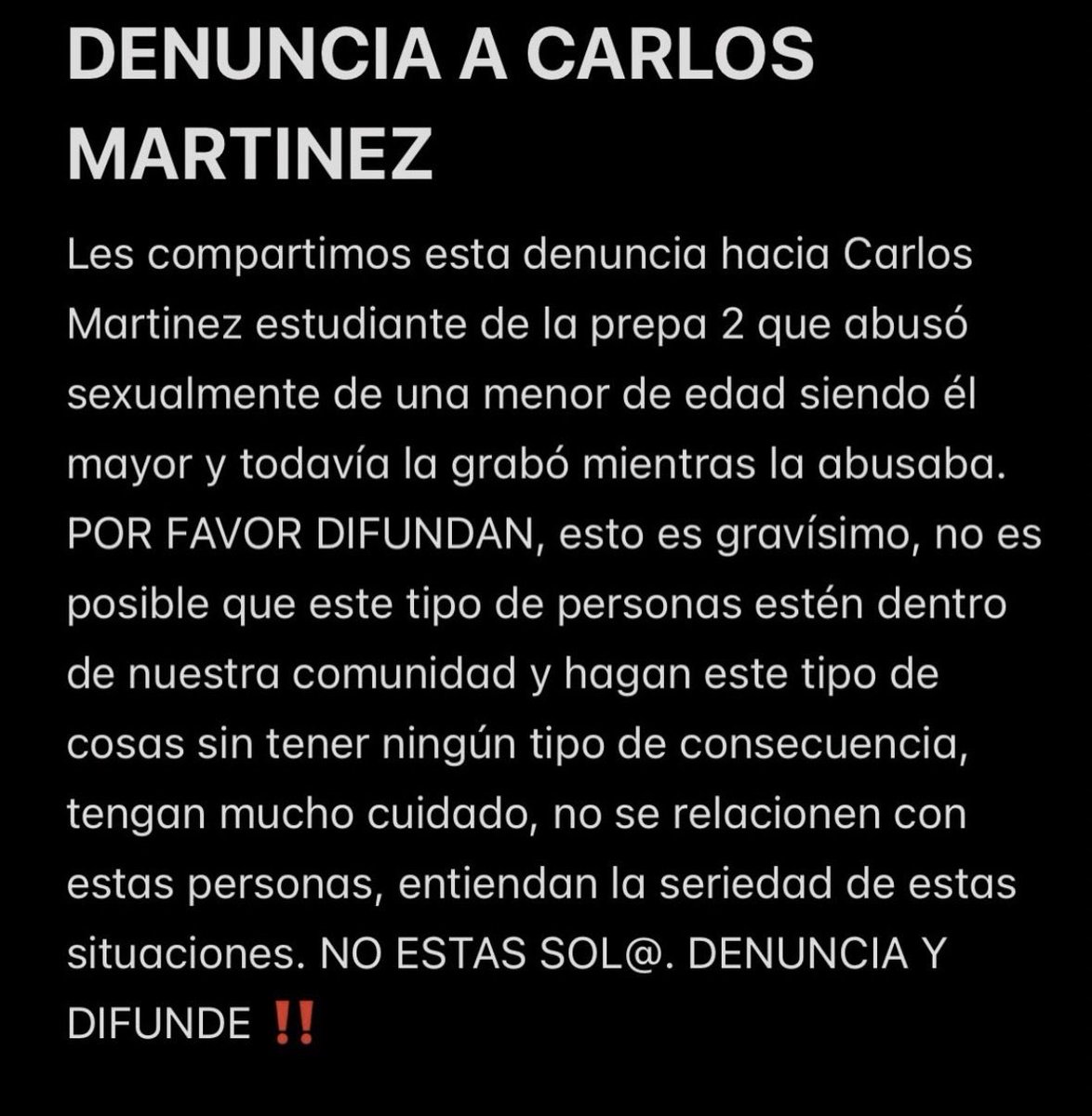 Gh0sT_Lst3r's tweet photo. HILO DE CASO DE 4BUS0 EN UNA ENP, DIFUNDAN!

Se difundió mediante Instagram el caso de Carlos Martinez, un alumno may0r de ed4d de la ENP, 4bus0 de otra estudiante MEN0R DE ED4D, y por si fuera poco, grabo y difundió el video del acto, a continuación se adjuntan las pruebas. https://t.co/zOhP94clm6