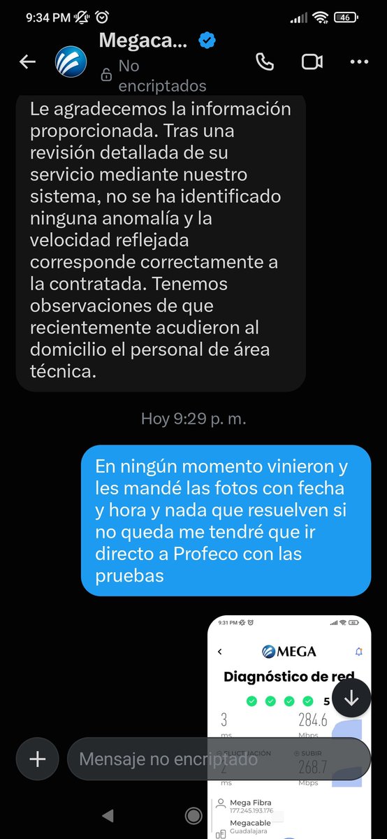 2454Jaga's tweet photo. @musadelamusika @Megacable @Profeco @IFT_MX  no solo eso borraron mi número de reporte y todavía dicen que vinieron a mi domicilio a verificar. https://t.co/mxDx0rrBvB