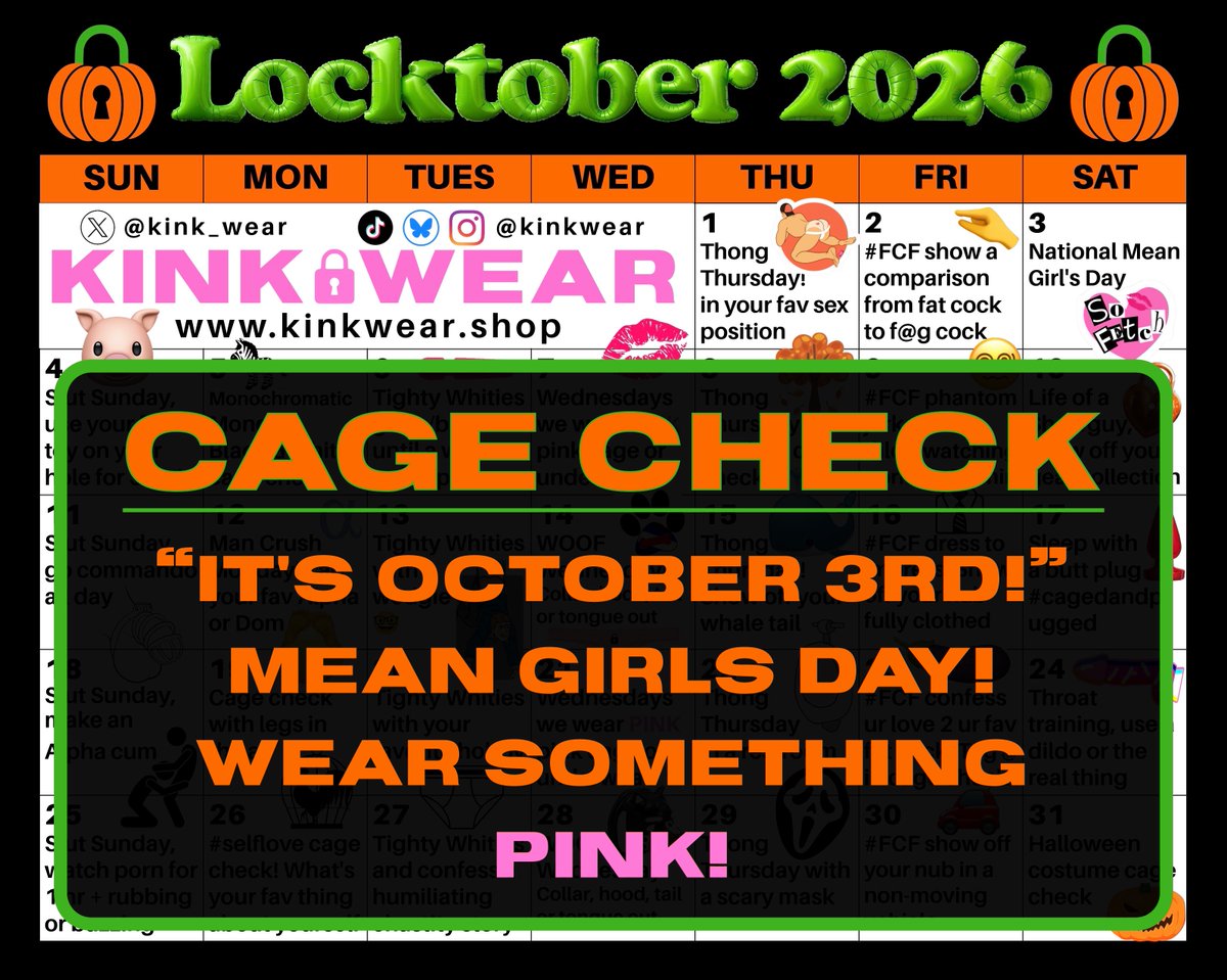 Locktober 2026 original cage check or related nude locked photo from X @kink_wear