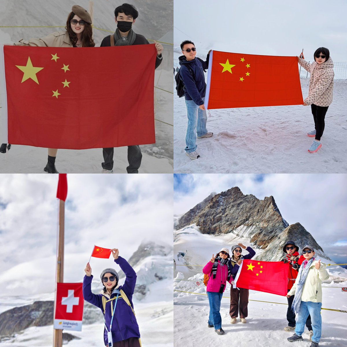 Byron_Wan's tweet photo. Why do 🇨🇳 tourists have to show off the five-star red flag whenever they travel outside China?

This is Jungfraujoch in Switzerland during China’s national day holidays… https://t.co/7vQQgTUIBe