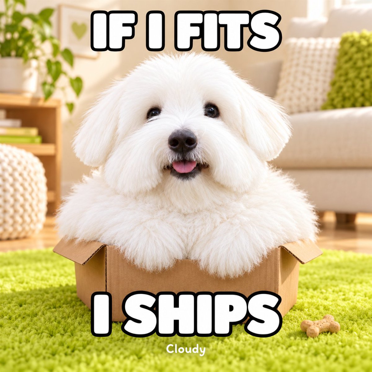 Cloudy_dog_fun's tweet photo. ordered a bed. kept the box.

the bed is for my emotional support biscuit. https://t.co/3233P3Al7Y