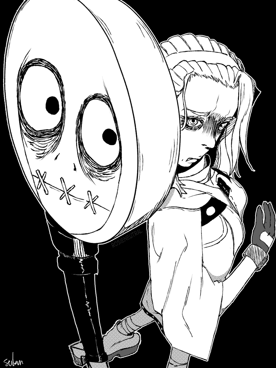 NeutralRosie's tweet photo. #cringetober day 2

this is aba from guilty gear. her unconventional weapon is her husband (the key) https://t.co/9tY9Rw3cDW