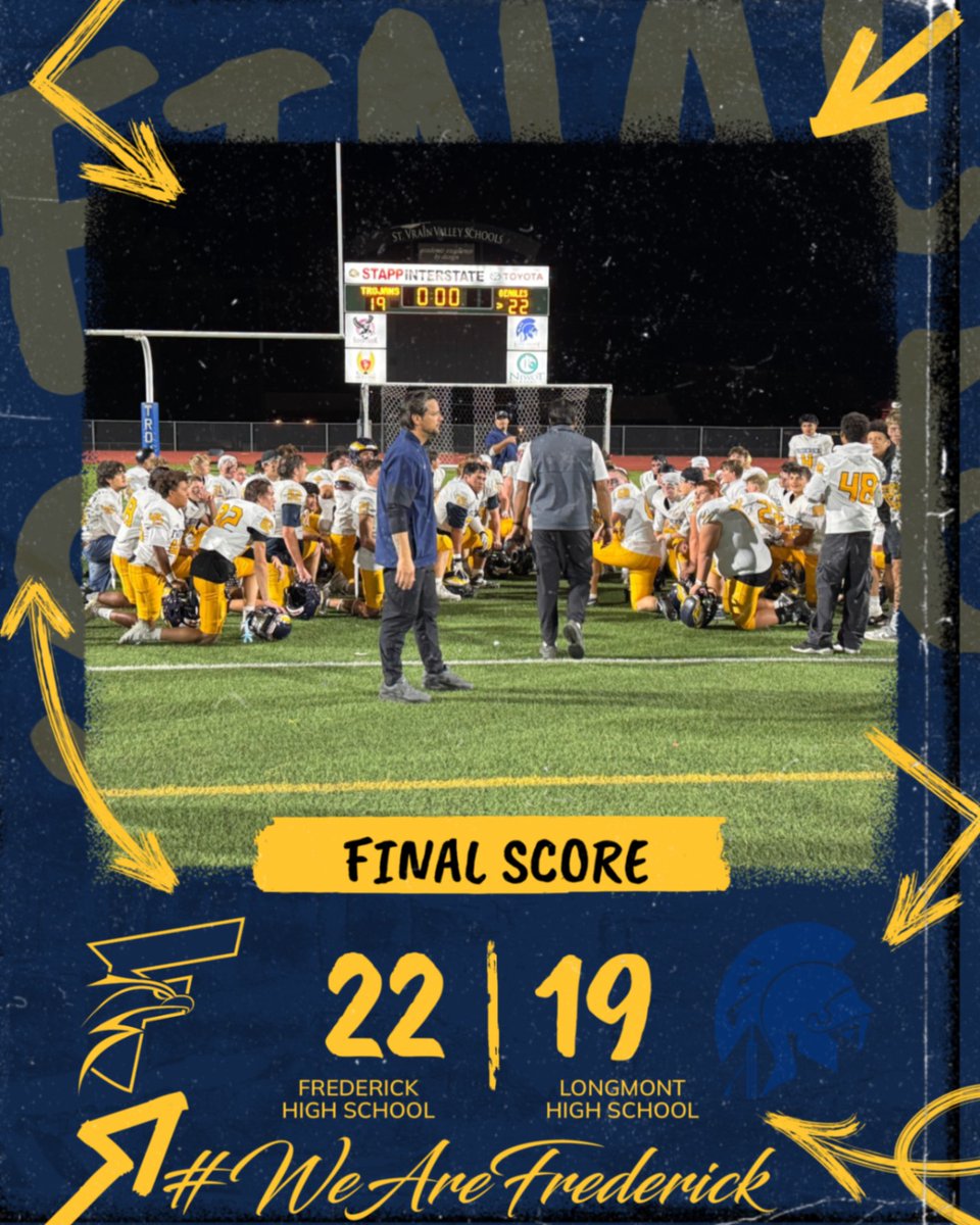 GoldenEaglesFHS's tweet photo. Not quite sure what to say about that game but a lot of heart to pull out the win! Frederick Football moves to 4-2! #WeAreFrederick #FrederickProud  @SVVSDsupt @BoCoPreps @chsaa @coloradopreps @crazysportgirl1 https://t.co/5Y9cGRAZ8e