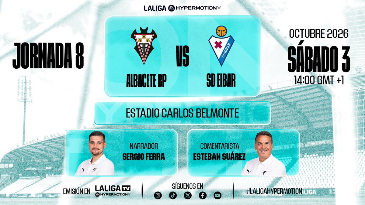 Esteban1portero's tweet photo. El Albacete Balompié y la SD Eibar se enfrentan en el Estadio Carlos Belmonte en un encuentro muy importante de LaLiga Hypermotion
A las 14:00 os lo cuento para @LaLiga2 junto a @SergioFFerra 
#LALIGAinside 
#AlbaceteBPEibar https://t.co/plq6G9a08l