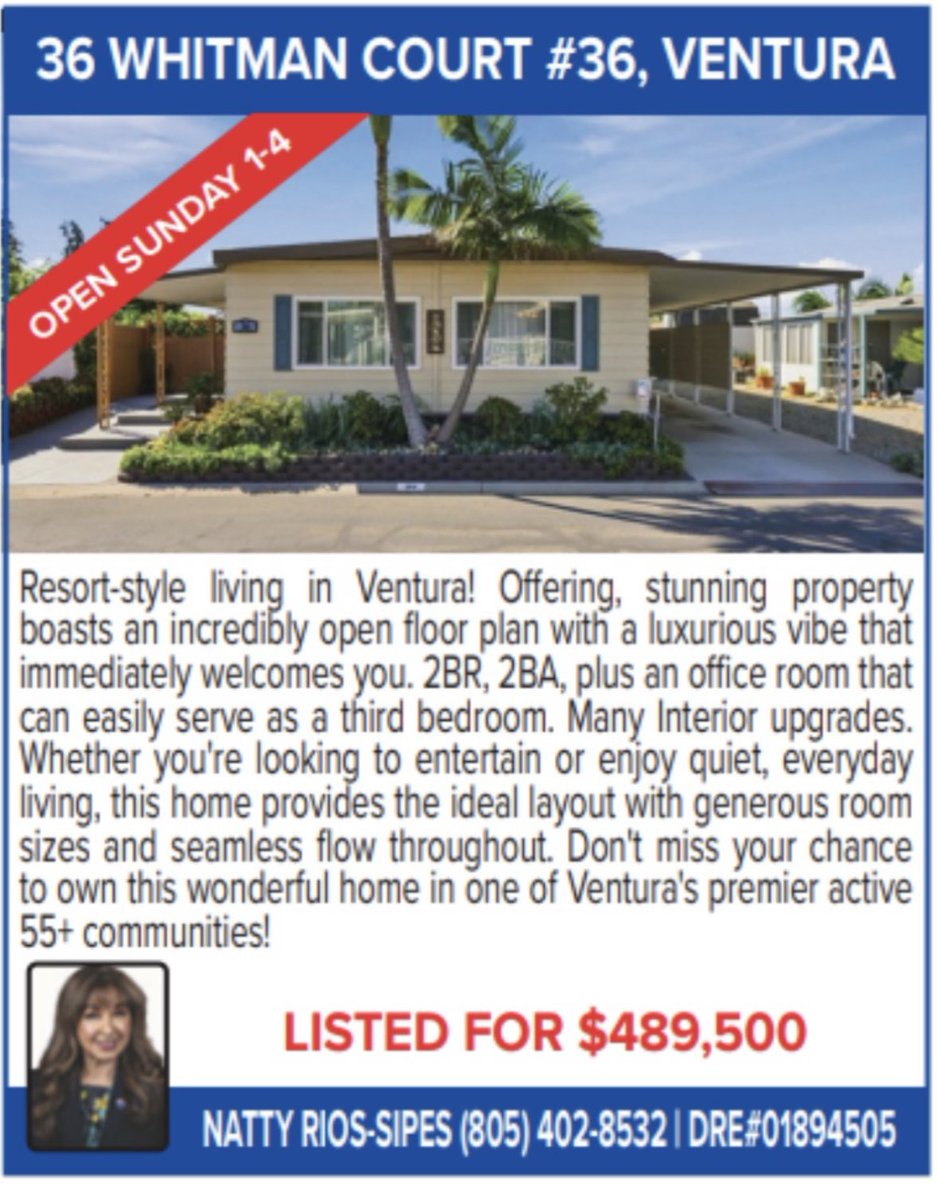 NattyRiosSipes's tweet photo. OPEN HOUSE ALERT! 
36 Whitman CT Ventura Ca 
#realestatebynatty #venturacounty #ventura #openhouse #beautifulhomes https://t.co/lQUktWz8M5