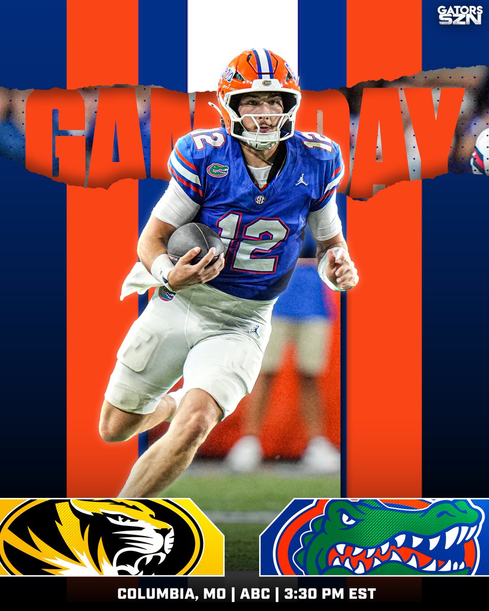 gatorsszn's tweet photo. IT IS GAMEDAY 🐊

Gators have another chance to make a STATEMENT on the road at Missouri 👀

Score Predictions? ⬇️ https://t.co/YnyFkVkhbK