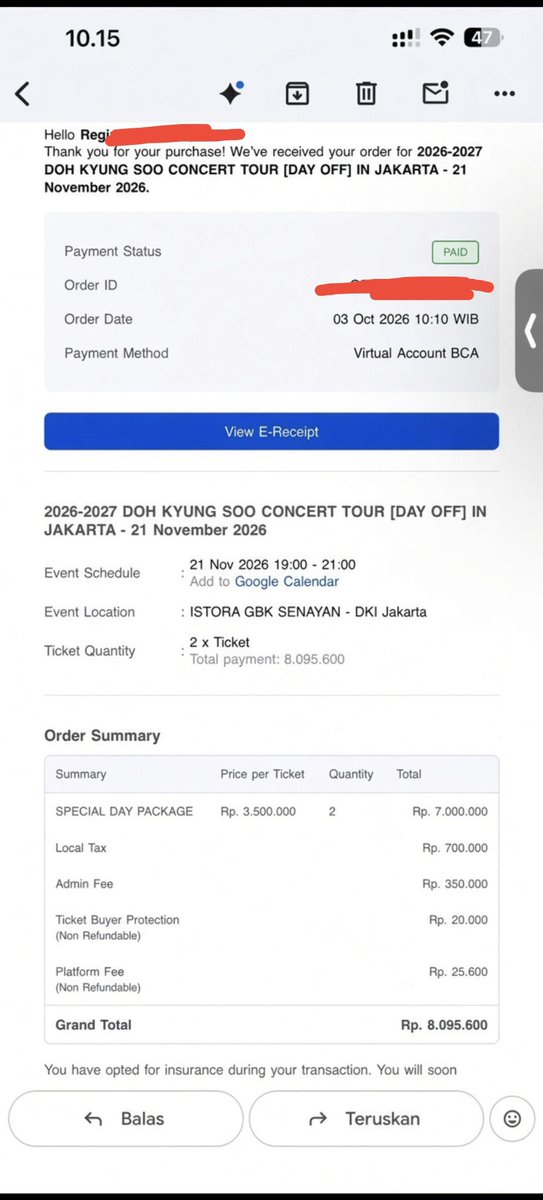 ohalysz's tweet photo. Wts tiket - doh kyung soo concert tour ( day off ) in jakarta Avail DAY 1/2

✅Special day package
✅CAT 1A 
✅CAT 2A

Atas nama pribadi, Diurus sampai fisik, serius buyer only

GEDOR DM BEBB
wts wtb tiket doh kyung soo concert
#wts #wtb #zonauang #DOHKYUNGSOO https://t.co/USLaDgDPZZ