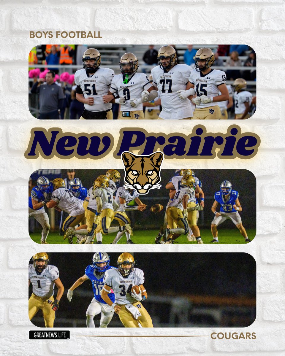 LPCLife's tweet photo. Friday night under the lights with the Cougars! 🏈💙 Check out all the action from New Prairie's matchup against Mishawaka Marian in our photo gallery! 📸👇
https://t.co/wUwiYgGel6 https://t.co/hNkmmms42W