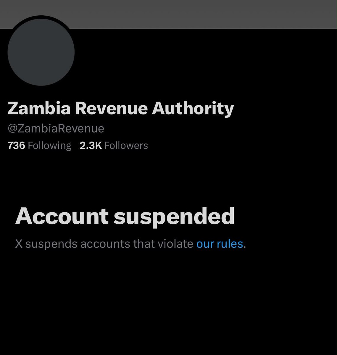 NdawanaY's tweet photo. This is a good step. #ZRA handle suspended after the hacking fiasco. https://t.co/yyDf1emSJw